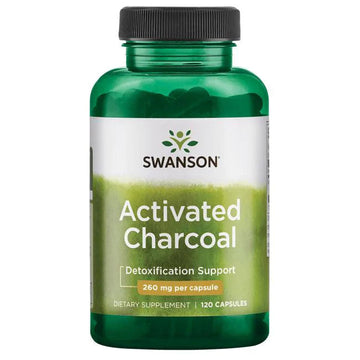 Aktivt kul, Activated Charcoal, 260 mg 120 kapslar Swanson