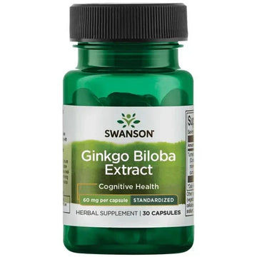 Swanson Ginkgo Biloba Ekstrakt 60 Milligram 30 Kapsler